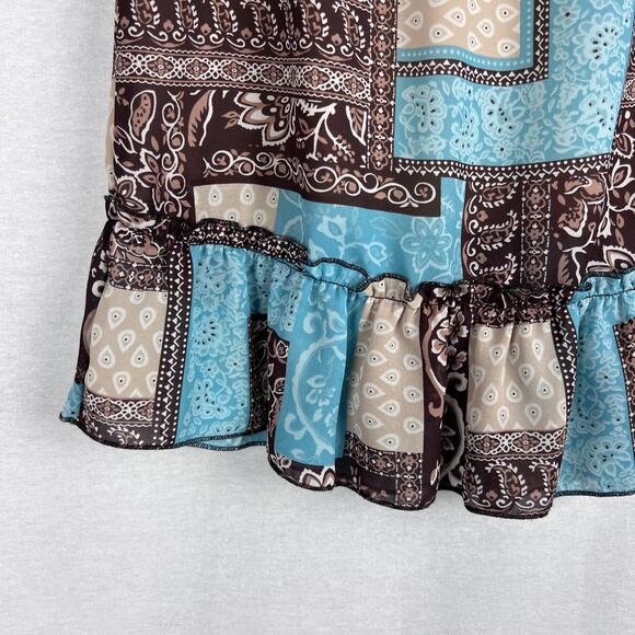 Vintage NO Boundaries Skirt Patchwork Brown Floral Paisley Slip Midi Fairy Y2K - Picture 3 of 5